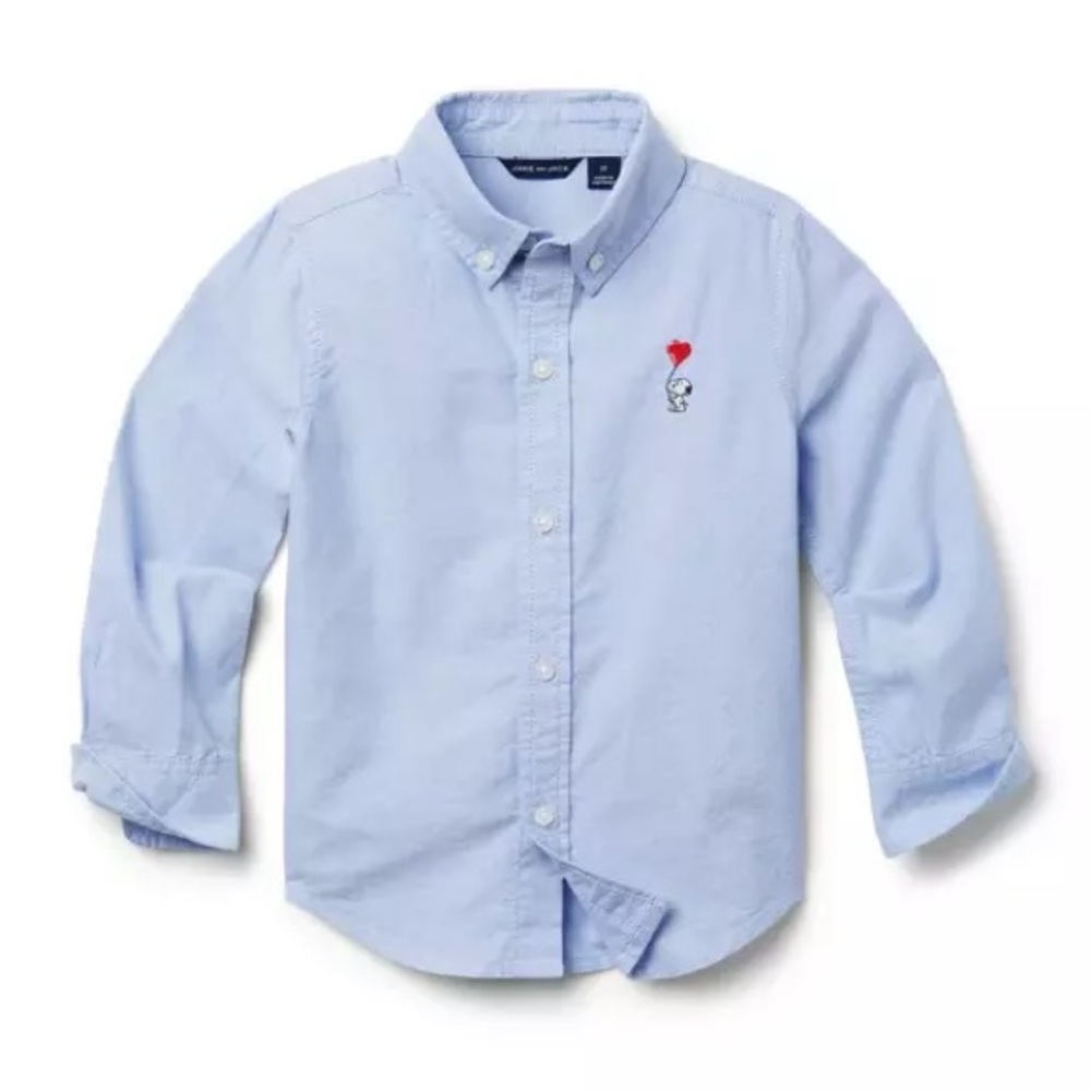 Janie And Jack x Peanuts Snoopy Oxford Toddler Boys Button Down Shirt Size 3T
